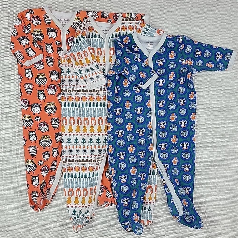 Roller Rabbit pima cotton footed coverall sleeper bundle 3-6M‎